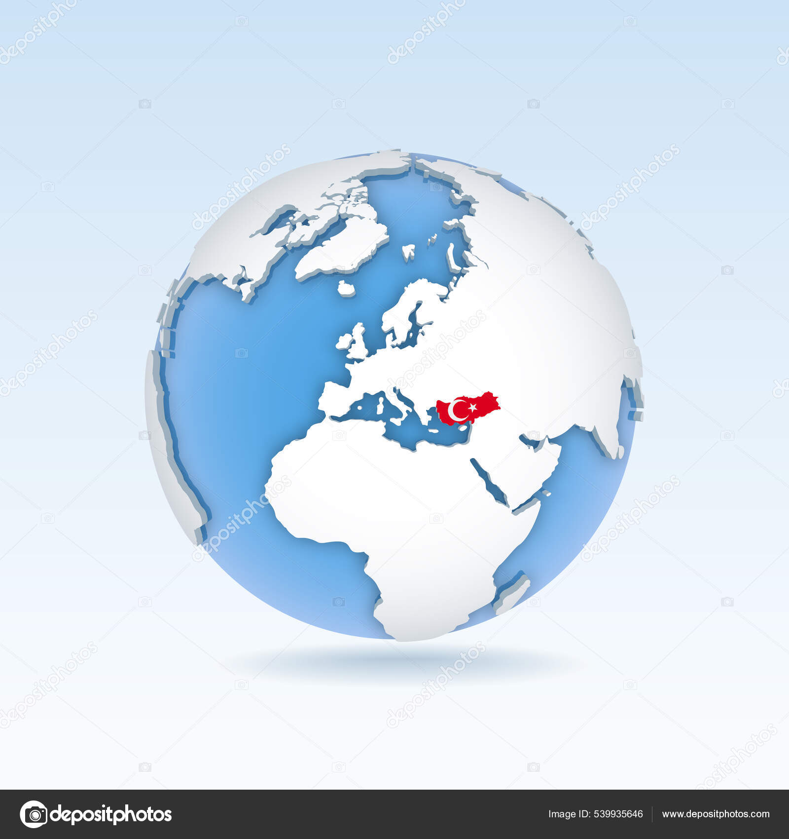 Turquia Mapa País Bandeira Localizada Globo Mapa Mundo Ilustração